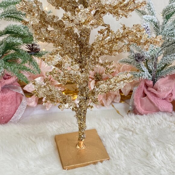 Rachel Zoe Jeweled Cluster Crystal Glass Gold Holiday Christmas Tree 24" New - Picture 13 of 16